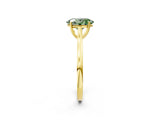 Yellow gold Fancy Green Oval  Solitaire Heart Prong Engagement Ring with Tapered Band_57