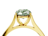 Yellow gold Fancy Green Oval  Solitaire Heart Prong Engagement Ring with Tapered Band_59