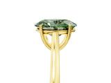 Yellow gold Fancy Green Oval  Solitaire Heart Prong Engagement Ring with Tapered Band_60