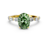 Yellow gold Fancy Green Oval  Solitaire Marquise Side Stone Prong Setting Ring_44