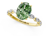 Yellow gold Fancy Green Oval  Solitaire Marquise Side Stone Prong Setting Ring_45