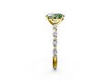 Yellow gold Fancy Green Oval  Solitaire Marquise Side Stone Prong Setting Ring_46