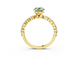 Yellow gold Fancy Green Oval  Solitaire Marquise Side Stone Prong Setting Ring_47