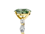 Yellow gold Fancy Green Oval  Solitaire Marquise Side Stone Prong Setting Ring_49