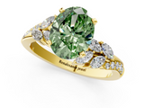 Yellow gold Fancy Green Oval  Solitaire Marquise Twist Band with Six-Prong Setting_60