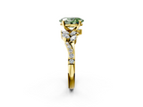 Yellow gold Fancy Green Oval  Solitaire Marquise Twist Band with Six-Prong Setting_61