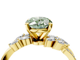 Yellow gold Fancy Green Oval  Solitaire Marquise Twist Band with Six-Prong Setting_63