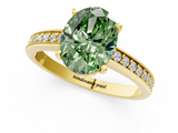 Yellow gold Fancy Green Oval  Solitaire Pavé Band Prong Setting Ring_21