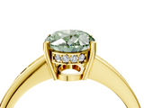 Yellow gold Fancy Green Oval  Solitaire Pavé Band Prong Setting Ring_24