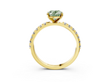 Yellow gold Fancy Green Oval  Solitaire Pavé Band with Four-Prong Setting_154