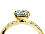 Yellow gold Fancy Green Oval  Solitaire Pavé Band with Four-Prong Setting_155