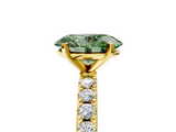Yellow gold Fancy Green Oval  Solitaire Pavé Band with Four-Prong Setting_156