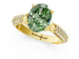 Yellow gold Fancy Green Oval  Solitaire Pavé Diamond Engagement Ring with Four-Prong Setting_135