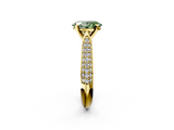 Yellow gold Fancy Green Oval  Solitaire Pavé Diamond Engagement Ring with Four-Prong Setting_136