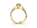Yellow gold Fancy Green Oval  Solitaire Pavé Diamond Engagement Ring with Four-Prong Setting_137