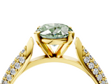 Yellow gold Fancy Green Oval  Solitaire Pavé Diamond Engagement Ring with Four-Prong Setting_138