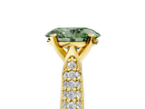 Yellow gold Fancy Green Oval  Solitaire Pavé Diamond Engagement Ring with Four-Prong Setting_139