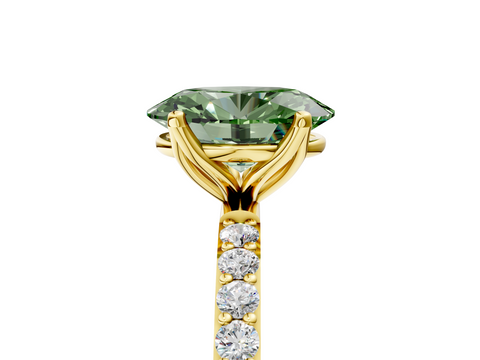Yellow gold Fancy Green Oval  Solitaire Pavé Diamond Engagement Ring with Four-Prong Setting_29