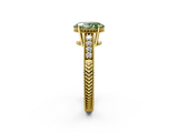 Yellow gold Fancy Green Oval  Solitaire Pavé Diamond Milgrain Engagement Ring with Four-Prong Setting_5