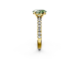 Yellow gold Fancy Green Oval  Solitaire Pave Diamond Engagement Ring with Four-Prong Setting_344