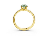 Yellow gold Fancy Green Oval  Solitaire Pave Diamond Engagement Ring with Four-Prong Setting_345