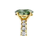 Yellow gold Fancy Green Oval  Solitaire Pave Diamond Engagement Ring with Four-Prong Setting_347