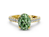Yellow gold Fancy Green Oval  Solitaire Pave Diamond Engagement Ring with Prong Setting_20