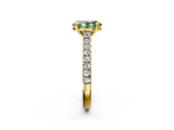 Yellow gold Fancy Green Oval  Solitaire Pave Diamond Engagement Ring with Prong Setting_22
