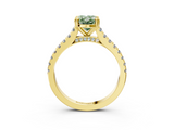 Yellow gold Fancy Green Oval  Solitaire Pave Diamond Engagement Ring with Prong Setting_23