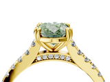 Yellow gold Fancy Green Oval  Solitaire Pave Diamond Engagement Ring with Prong Setting_24