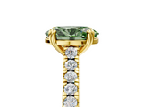 Yellow gold Fancy Green Oval  Solitaire Pave Diamond Engagement Ring with Prong Setting_25