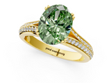 Yellow gold Fancy Green Oval  Solitaire Pave Split Shank Engagement Ring with Six-Prong Setting_38