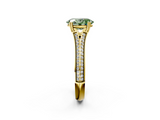 Yellow gold Fancy Green Oval  Solitaire Pave Split Shank Engagement Ring with Six-Prong Setting_39