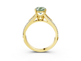Yellow gold Fancy Green Oval  Solitaire Pave Split Shank Engagement Ring with Six-Prong Setting_40