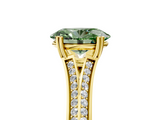Yellow gold Fancy Green Oval  Solitaire Pave Split Shank Engagement Ring with Six-Prong Setting_42