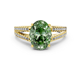 Yellow gold Fancy Green Oval  Solitaire Split Shank Pavé Diamond Engagement Ring_371
