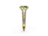 Yellow gold Fancy Green Oval  Solitaire Split Shank Pavé Diamond Engagement Ring_373