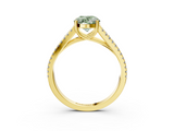 Yellow gold Fancy Green Oval  Solitaire Split Shank Pavé Diamond Engagement Ring_374
