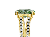 Yellow gold Fancy Green Oval  Solitaire Split Shank Pavé Diamond Engagement Ring_376