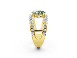 Yellow gold Fancy Green Oval  Solitaire Split Shank Pave Diamond Ring_51