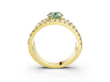 Yellow gold Fancy Green Oval  Solitaire Split Shank Pave Diamond Ring_52