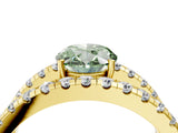 Yellow gold Fancy Green Oval  Solitaire Split Shank Pave Diamond Ring_53