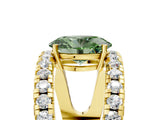Yellow gold Fancy Green Oval  Solitaire Split Shank Pave Diamond Ring_54