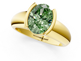 Yellow gold Fancy Green Oval  Solitaire Tension Set Diamond Ring with Wide Band_21