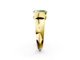 Yellow gold Fancy Green Oval  Solitaire Tension Set Diamond Ring with Wide Band_22