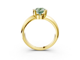 Yellow gold Fancy Green Oval  Solitaire Tension Set Diamond Ring with Wide Band_23