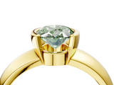Yellow gold Fancy Green Oval  Solitaire Tension Set Diamond Ring with Wide Band_24