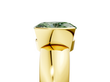 Yellow gold Fancy Green Oval  Solitaire Tension Set Diamond Ring with Wide Band_25