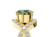 Yellow gold Fancy Green Oval  Solitaire Twist Band Pavé Diamond Engagement Ring_37