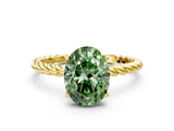 Yellow gold Fancy Green Oval  Solitaire Twist Band Ring with Four-Prong Setting_68